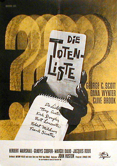 List of Adrian Messenger, The  Style B
